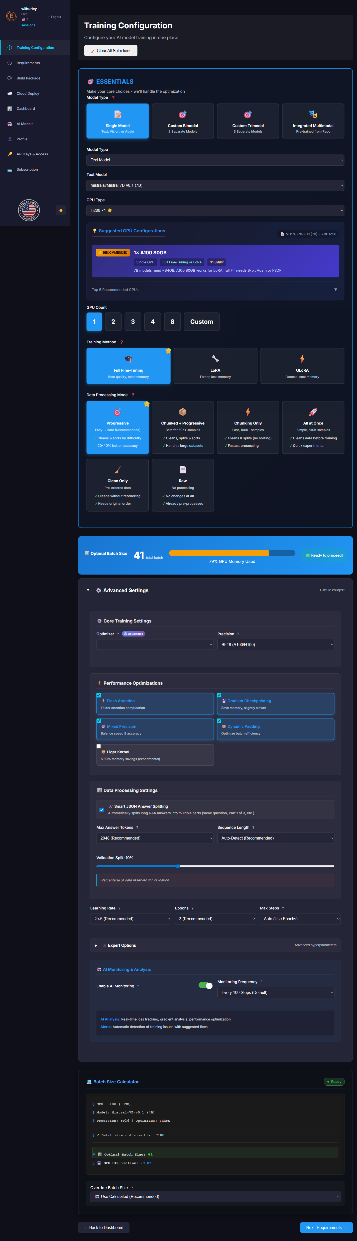 Advanced settings tab