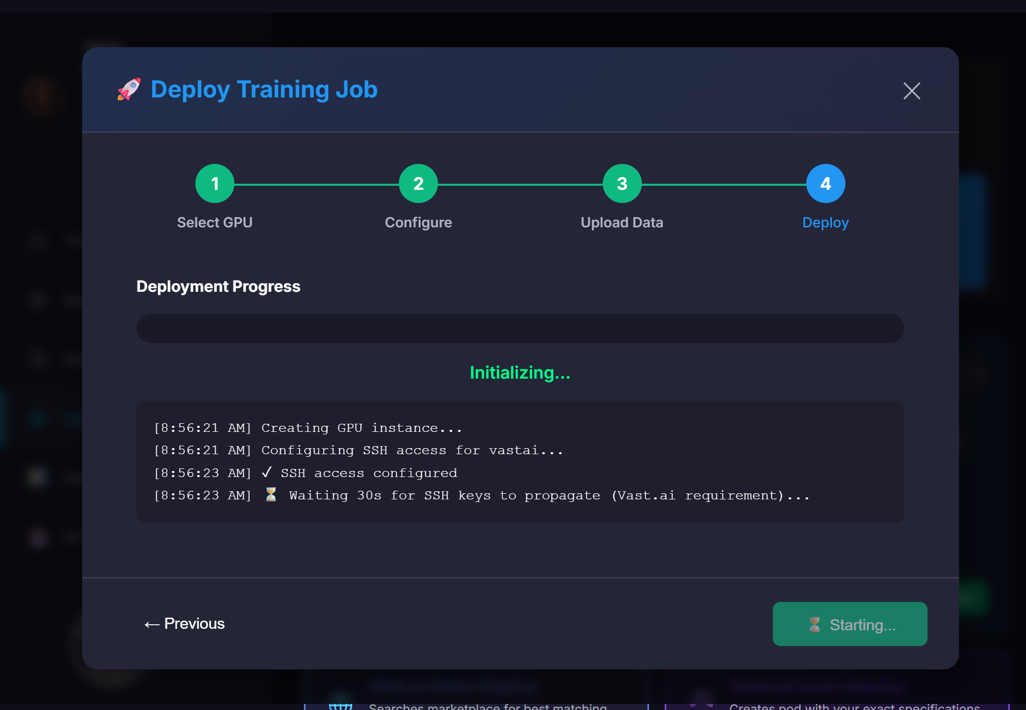 Deployment wizard step 3